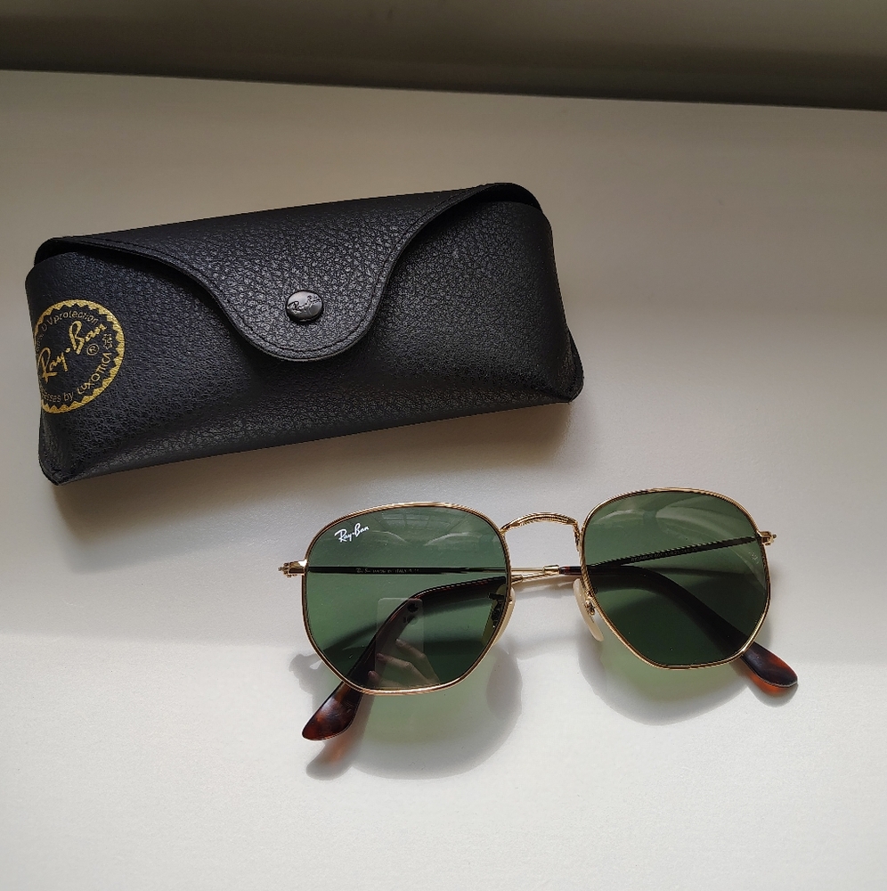 Ray-Ban Gold and Black Sunglasses Case